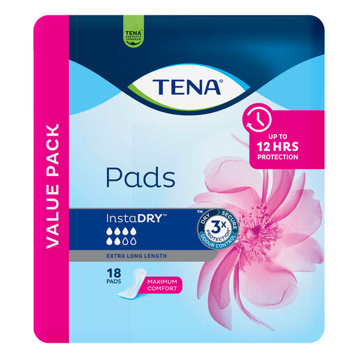Tena Pad InstaDRY Extra Long 18pk
