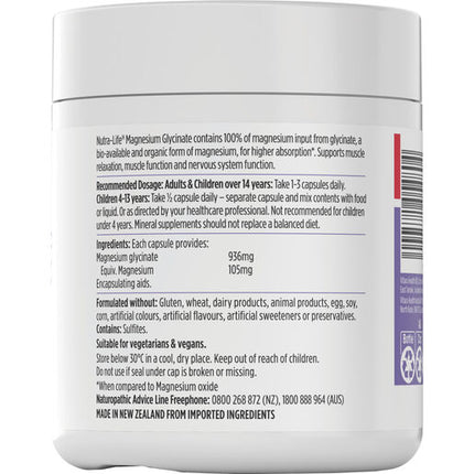 Nutra-Life Magnesium Glycinate 200 Capsules
