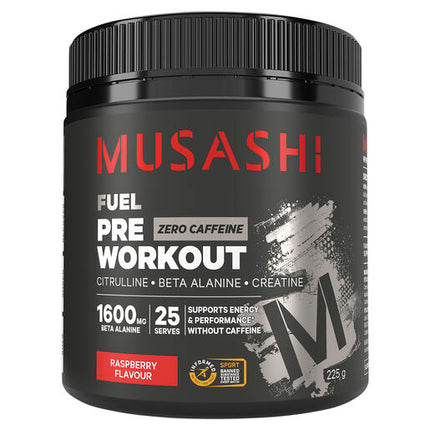 Musashi Pre-Workout Zero Caffeine Raspberry 225g