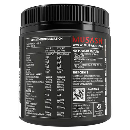 Musashi Pre-Workout Zero Caffeine Raspberry 225g