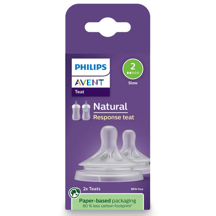 Philips Avent Natural Response Teats, 0 month+, Flow 2, 2-pack