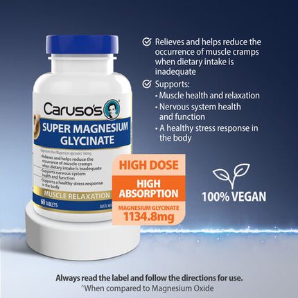 Caruso's Natural Health Super Magnesium Glycinate 60 Tablets