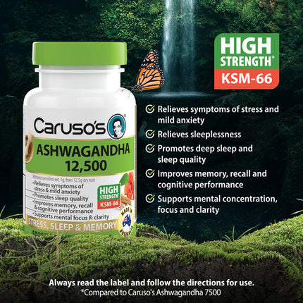 Caruso's Natural Health Ashwaganda 12,500 50 Tablets