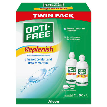 Opti-Free Replenish Contact Lens Solution TWIN pack 300ml x 2
