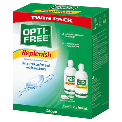 Opti-Free Replenish Contact Lens Solution TWIN pack 300ml x 2