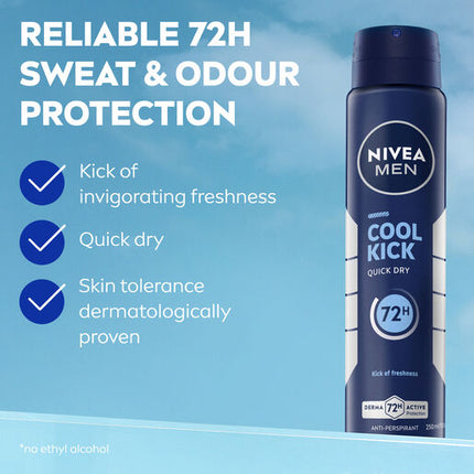Nivea Deodorant Aerosol Men Cool Kick 250mL