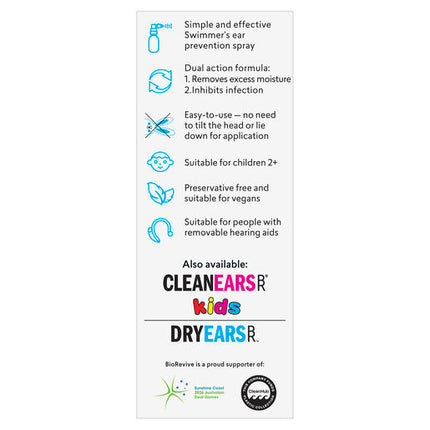 BioRevive DryEars Kids Swimmer Ear Prevention Spray 30mL