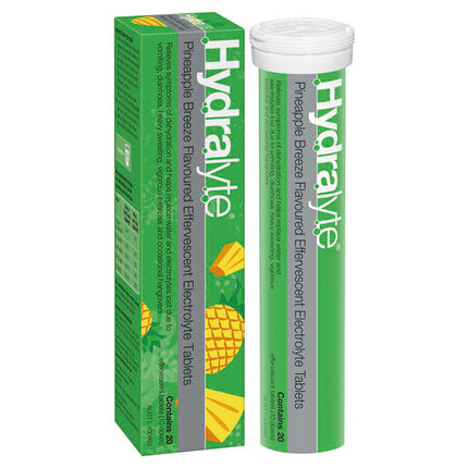 Hydralyte Pineapple Breeze Effervescent Electrolyte Tablets 20