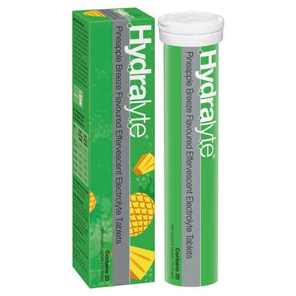 Hydralyte Pineapple Breeze Effervescent Electrolyte Tablets 20