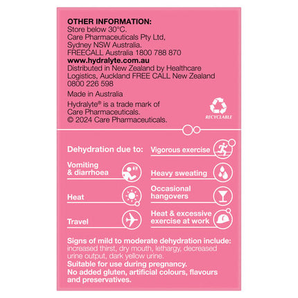 Hydralyte Watermelon Burst Flavoured Electrolyte Powder 24 Sachets