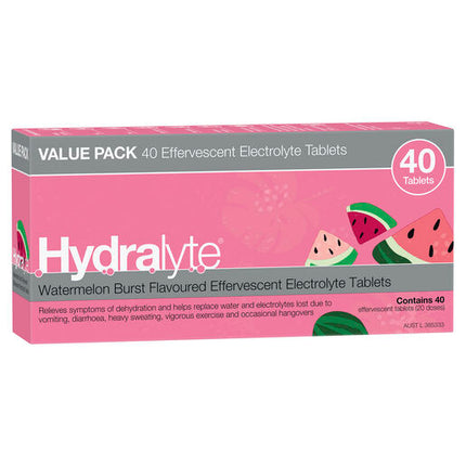 Hydralyte Watermelon Burst Effervescent Electrolyte Tablets 40s
