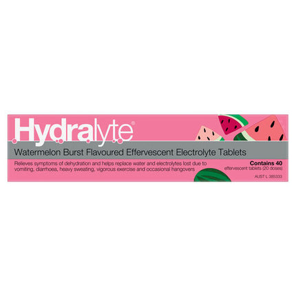 Hydralyte Watermelon Burst Effervescent Electrolyte Tablets 40s