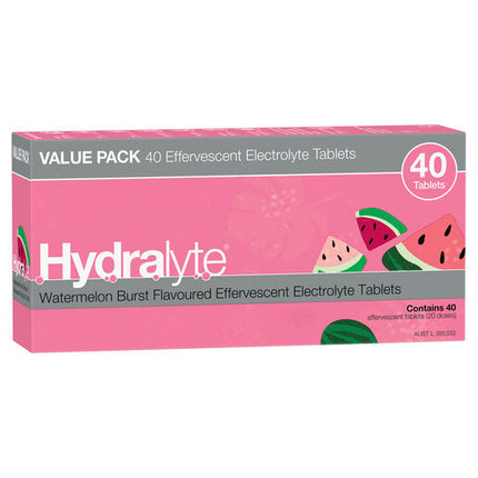 Hydralyte Watermelon Burst Effervescent Electrolyte Tablets 40s