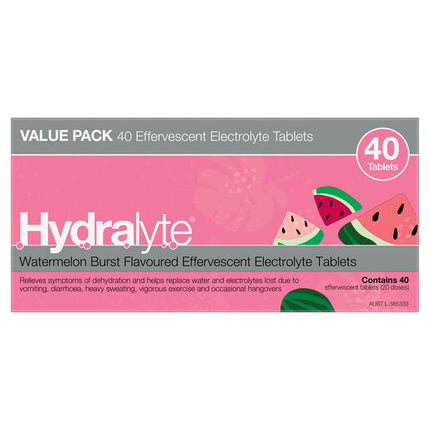 Hydralyte Watermelon Burst Effervescent Electrolyte Tablets 40s