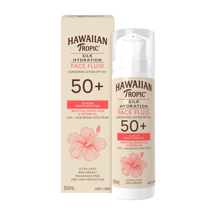 Hawaiian Tropic Silk Hydration Face Fluid Sunscreen Lotion SPF50+ 50 ml