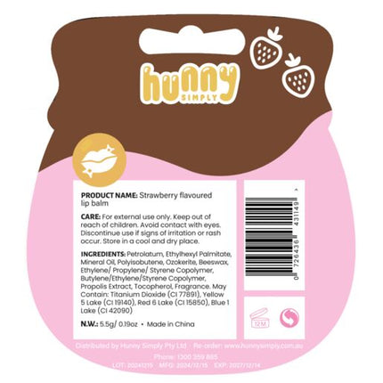 Hunny Simply Honeypot Lip Balm Strawberry Flavoured