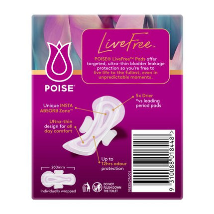 Poise Livefree Pad Super Wing 12