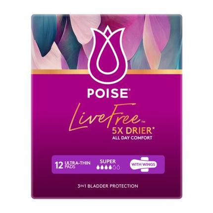 Poise Livefree Pad Super Wing 12