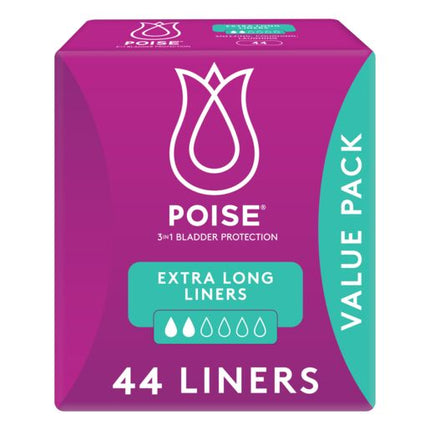 Poise Liners For Bladder Leaks Extra Long 44 Pack