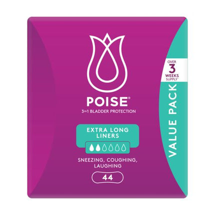 Poise Liners For Bladder Leaks Extra Long 44 Pack