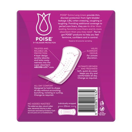 Poise Liners For Bladder Leaks Extra Long 44 Pack