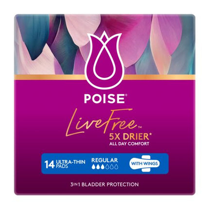 Poise Livefree Pad Regular Wing 14