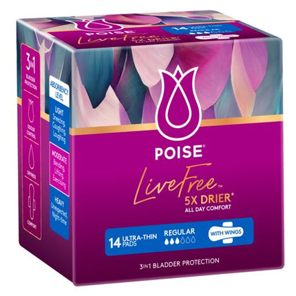 Poise Livefree Pad Regular Wing 14