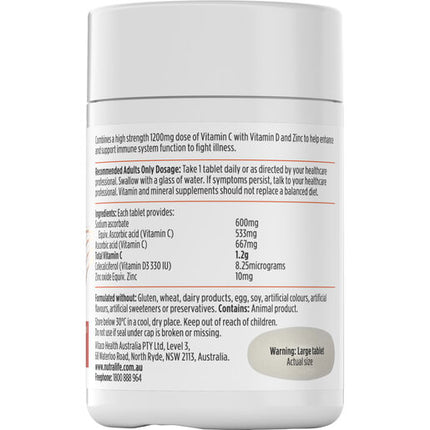 Nutra-Life High Strength Vit C + Vit D + Zinc 60 Tablets