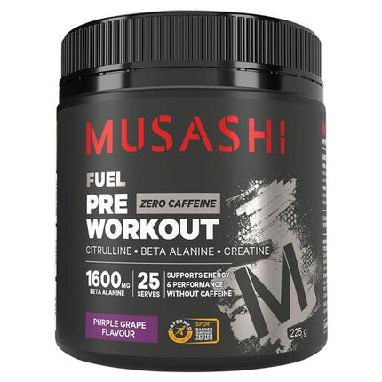 Musashi Pre-Workout Zero Caffeine Purple Grape 225G
