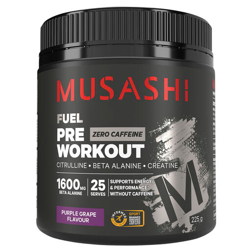 Musashi Pre-Workout Zero Caffeine Purple Grape 225G