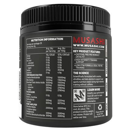 Musashi Pre-Workout Zero Caffeine Purple Grape 225G