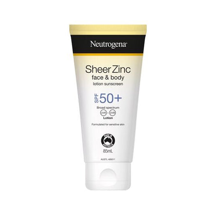 Neutrogena Sheer Zinc Face & Body Lotion Sunscreen SPF50 85ml