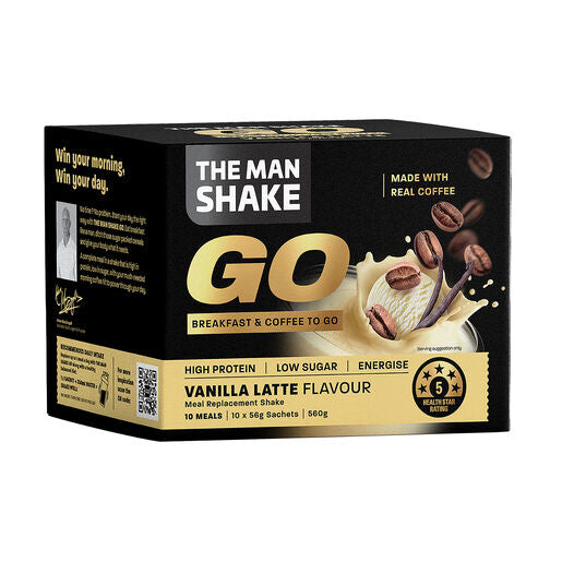 The Man Shake Go Vanilla Latte 56g -10 packs