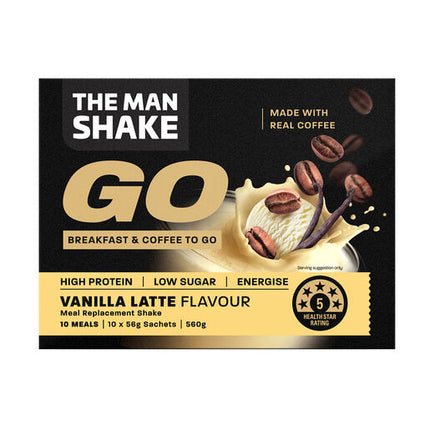 The Man Shake Go Vanilla Latte 56g -10 packs