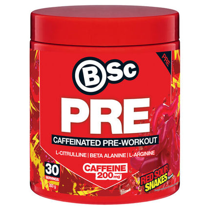 Body Science BSc Caffeinated Pre-Workout Red Sour Snakes 300g