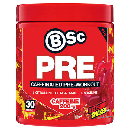 Body Science BSc Caffeinated Pre-Workout Red Sour Snakes 300g