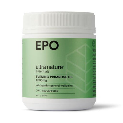 Ultra Nature Evening Primrose Oil (EPO) 1000mg 190 Gel Capsules