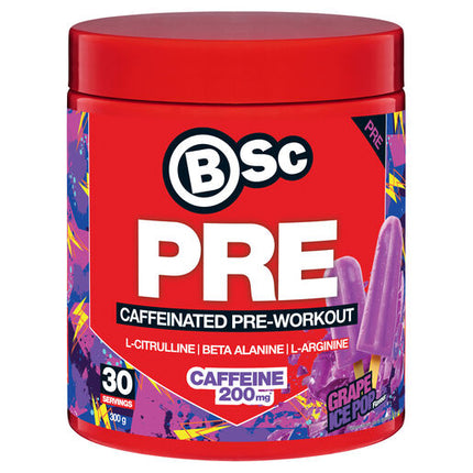 Body Science BSc Caffeinated Pre-Workout Grape Ice Pop Flavour 300g