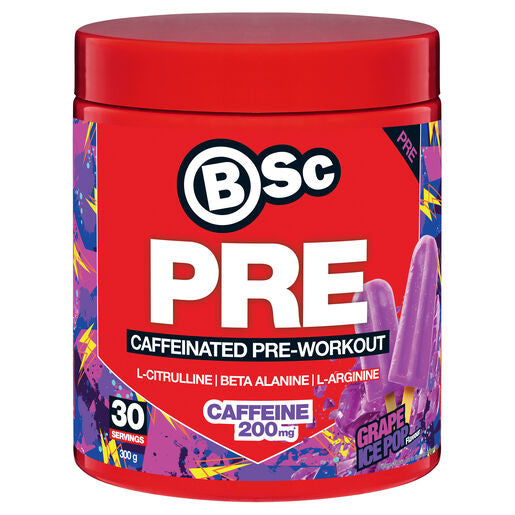 Body Science BSc Caffeinated Pre-Workout Grape Ice Pop Flavour 300g