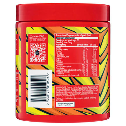 Body Science BSc PUMP Non Stim Pre-Workout Orange Sherbet Flavour 30 Pack 300g