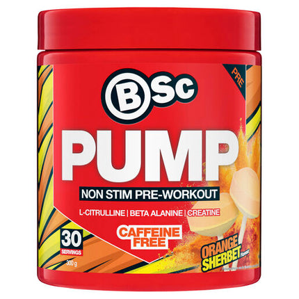 Body Science BSc PUMP Non Stim Pre-Workout Orange Sherbet Flavour 30 Pack 300g