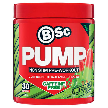 Body Science BSc PUMP Non Stim Pre-Workout Watermelon Ice Pop Flavour 30 Pack 300g