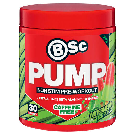 Body Science BSc PUMP Non Stim Pre-Workout Watermelon Ice Pop Flavour 30 Pack 300g