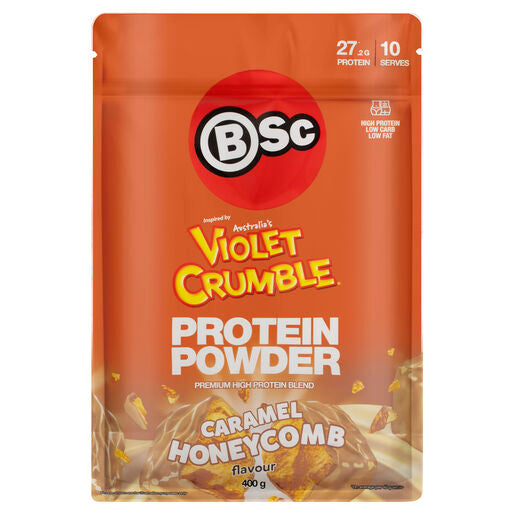 Body Science BSc Violet Crumble Protein Powder Caramel Honeycomb Flavour 400g