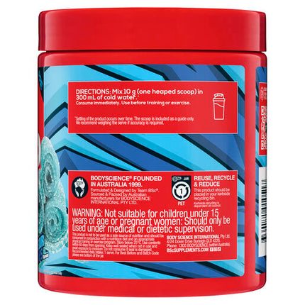 Body Science BSc PUMP Non Stim Pre-Workout Blue Sour Straps Flavour 30 Pack 300g