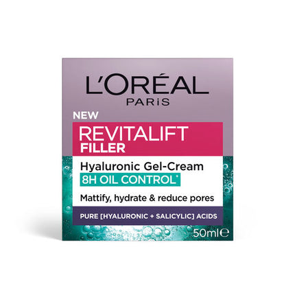 L'Oréal Paris Revitalift Filler 8H Oil Control Gel-Cream: Mattifies, Replumps & Minimises Pores 50ml