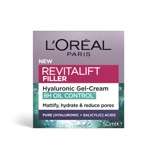 L'Oréal Paris Revitalift Filler 8H Oil Control Gel-Cream: Mattifies, Replumps & Minimises Pores 50ml