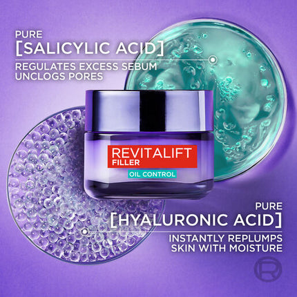 L'Oréal Paris Revitalift Filler 8H Oil Control Gel-Cream: Mattifies, Replumps & Minimises Pores 50ml