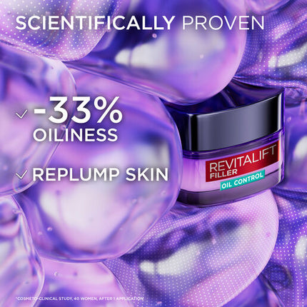 L'Oréal Paris Revitalift Filler 8H Oil Control Gel-Cream: Mattifies, Replumps & Minimises Pores 50ml