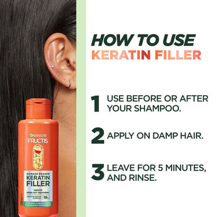 Garnier Fructis Damage Eraser Keratin Filler Rinse-out Treatment - 200ml